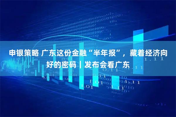 申银策略 广东这份金融“半年报”，藏着经济向好的密码｜发布会看广东